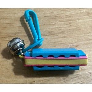 Vintage 1980s Plastic Bell Charm Turquoise Harmonica Charm For 80s Necklace